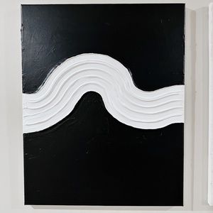 Textured Black & White Waves | Original Artwork